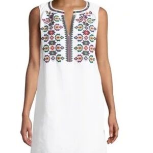 Tory Burch White Linen Embroidered Dress
